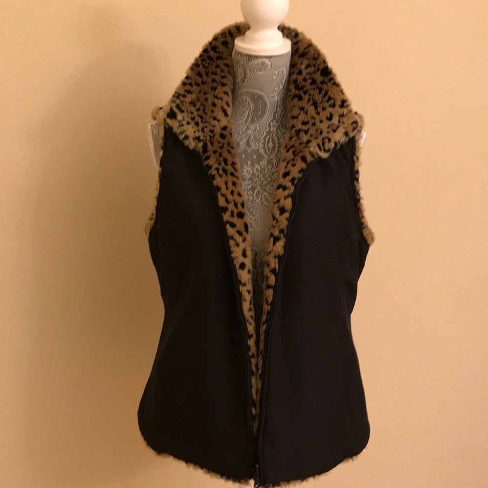 Two sided animal print vest